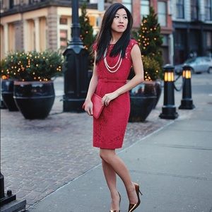 Banana Republic Sleeveless Red Lace Dress SZ 2
